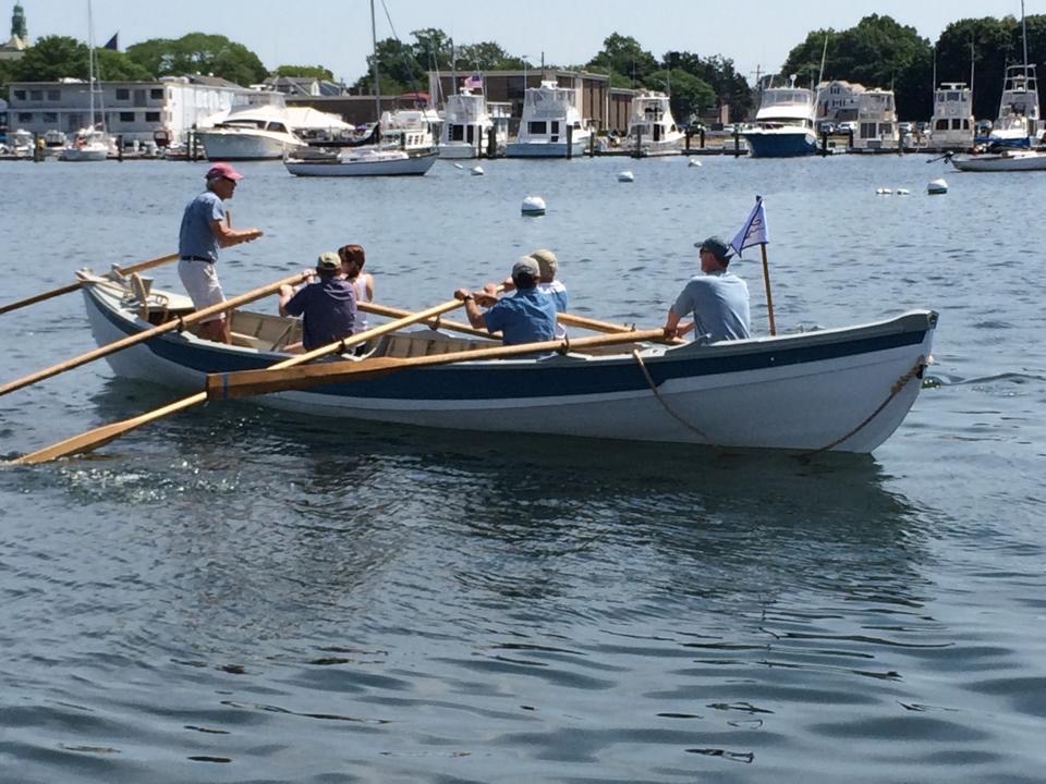 ; Great Lakes Boat Building School students rowing a whale boat they built, under Pat&#039;s supervision and guidance, for The Charles W. Morgan whaling ship, the last existing whaling ship in the world, after its recent restoration at the Mystic Seaport Museum in Mystic, CT.